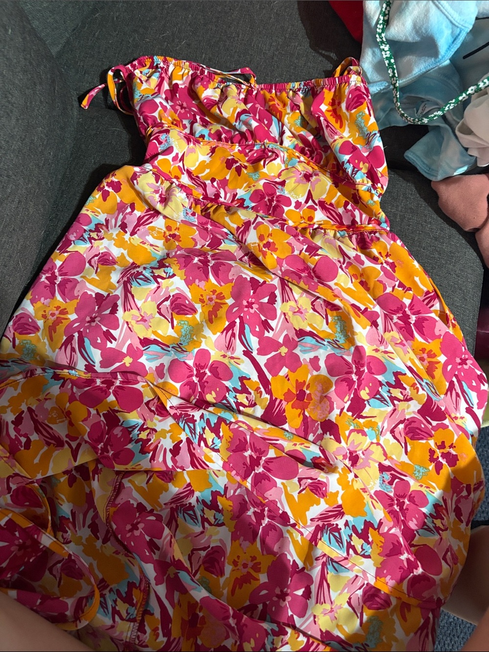 SHEIN Pink & Yellow Floral Sundress